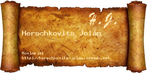 Herschkovits Jolán névjegykártya